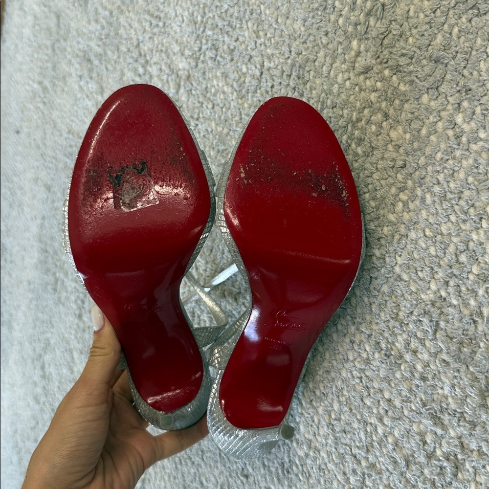 Christian Louboutin Loubi Queen 120MM Silver Pumps - Picture 6 of 11